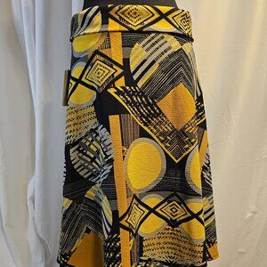 NWT Lularoe - Azure Skirt - Yellow, Black and Grey